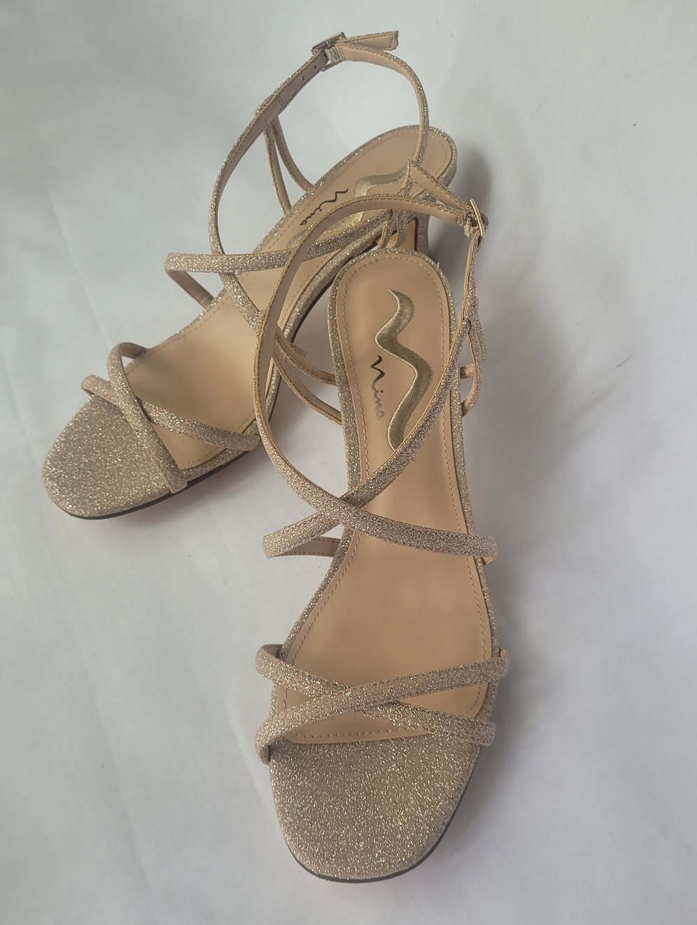 Nina Women's Strappy Glitter Sandals in Champagne